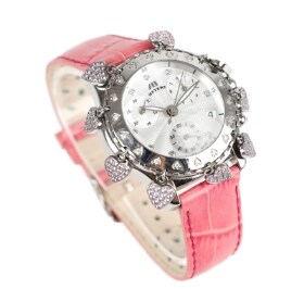 Meyers ladies' wristwatch with diamonds and pink sapphires, Ø36 mm.