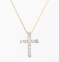 Cross pendant with lab-created diamonds, approx. 1.00 ct, with 14 kt necklace