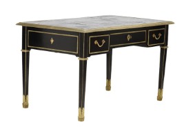 French Louis XVI freestanding desk in black lacquered wood. The last third of the 18th century.