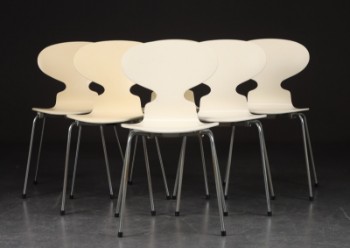 Arne Jacobsen for Fritz Hansen. Sæt på seks Myre stole, model 3101 (6)