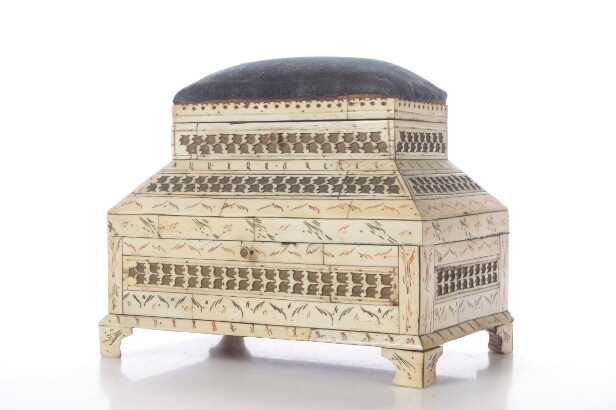 Russian sewing box made of carved bone, 19th century. | Lauritz.com