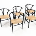 Hans J. Wegner. Fem Y-stole, model CH24, med ny flet. (5)