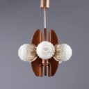 Electrofem Isz. Pendant from the 60s made of glass and teak wood