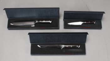 Knivsæt. Sæt på tre kokkeknive - Santuko kniv, filetkniv, urtekniv (3)