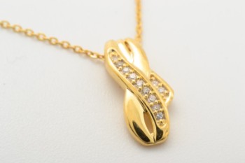 Halskæde med integreret vedhæng med diamanter af 14 kt. guld