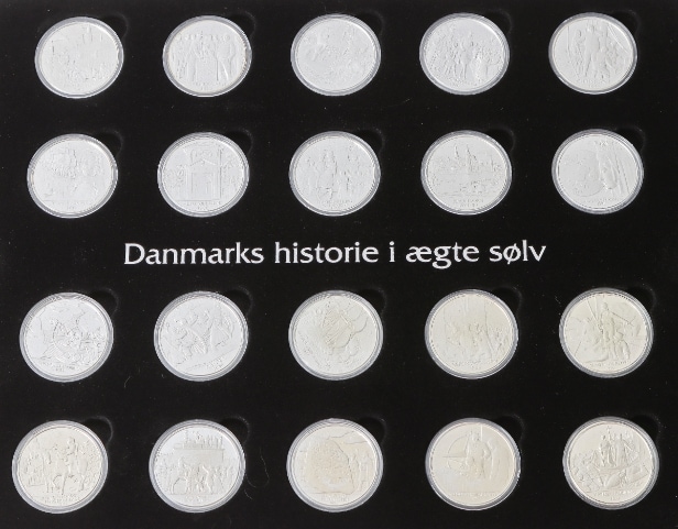 Collection of silver coins etc. Including complete History of Denmark ...