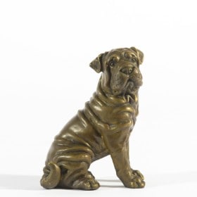 Bronzeskulptur, siddende Shar Pei