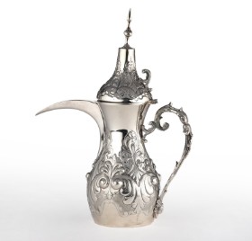 Italian silver coffee pot in traditional Middle Eastern form, 1900s