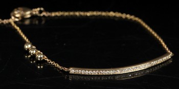 Guldarmbånd med diamanter, ca. 0.14 ct.