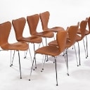 Arne Jacobsen. A set of 8 chairs 'Seven', model 3107, Vacona cognac aniline leather (8)