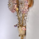 Christopher Palme for Palwa. A pair of crystal glass and brass wall lamps (2)