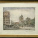 C. Heinz Stricker, 'Düsseldorf-Oberkassel, St. Antoniuskirche', Radierung aquarelliert, Anfang 20. Jh.