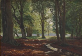 Christian Zacho (1843-1913): Stream through forest clearing, 1900.