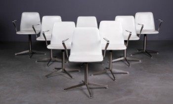 Paul Leroy for Paustian. Otte stole af stål og hvidt læder, model Spinal chair (8)