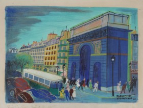 Maurice Blanchard (1903-1969): Parti fra Saint-Martin, Paris, gouache på papir (cd)