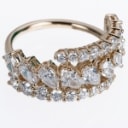 Cross-Over ring af 14 kt med laboratorieskabte diamanter, ca 2.63 ct, Str 54