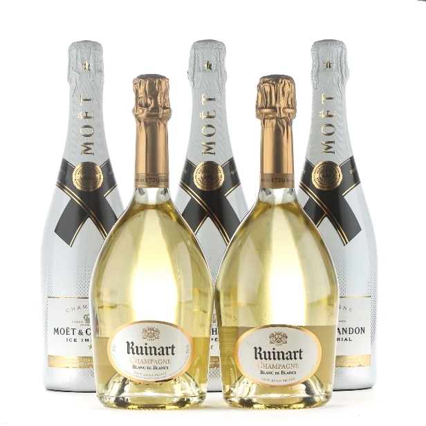 5 fl. champagne Ruinart and Moët & Chandon (5)