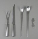 Georg Jensen/Stelton. Forskærersæt, salatbestik  samt appelsinkniv (5) 
