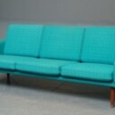 Sofa og 2 hvilestole med turkis uld, ca. 1960'erne (3) 