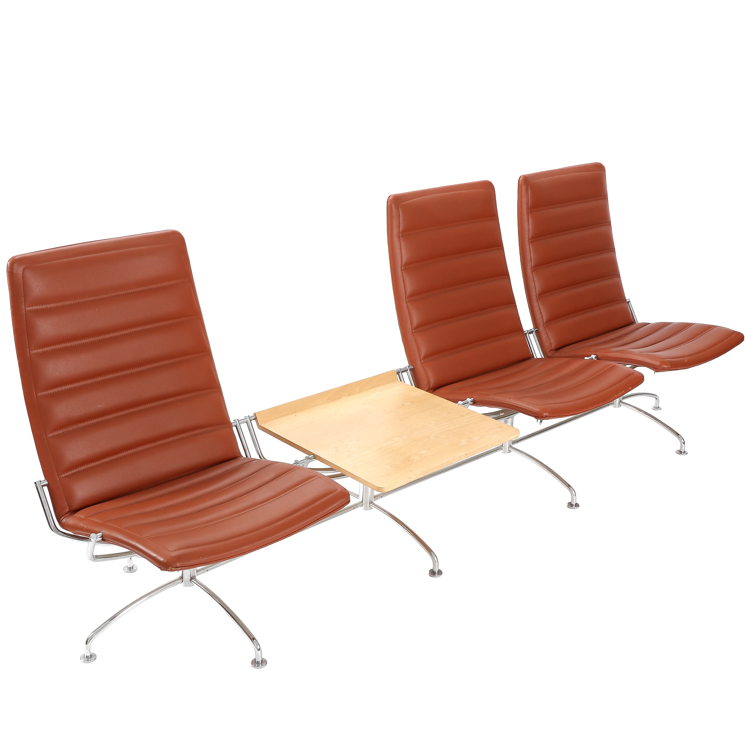 Jens Amundsen. 'Airport sofa' 3 seater upholstered in brown leather