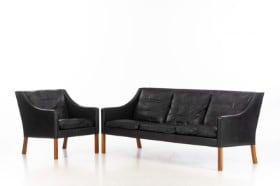 Børge Mogensen for Fredericia Stolefabrik. Tre-pers. sofa samt lænestol, model '2207' / '2209' (2)