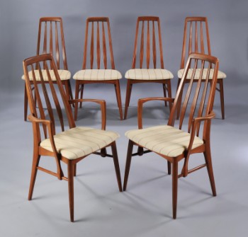 Niels Koefoed. Par armstole samt fire spisestole, model Eva. (6)