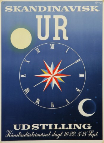 Thor Bøgelund. Plakat, Skandinavisk Ur Udstilling, Kunstindustrimuseet, 1947