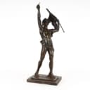 Unknown artist: Sculpture of man with sword and banner