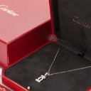 Cartier 'Double C' brilliant charm and necklace in 18kt white gold