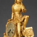 Fransk Louis Philippe kaminur af bronze, 1800-tallets midte
