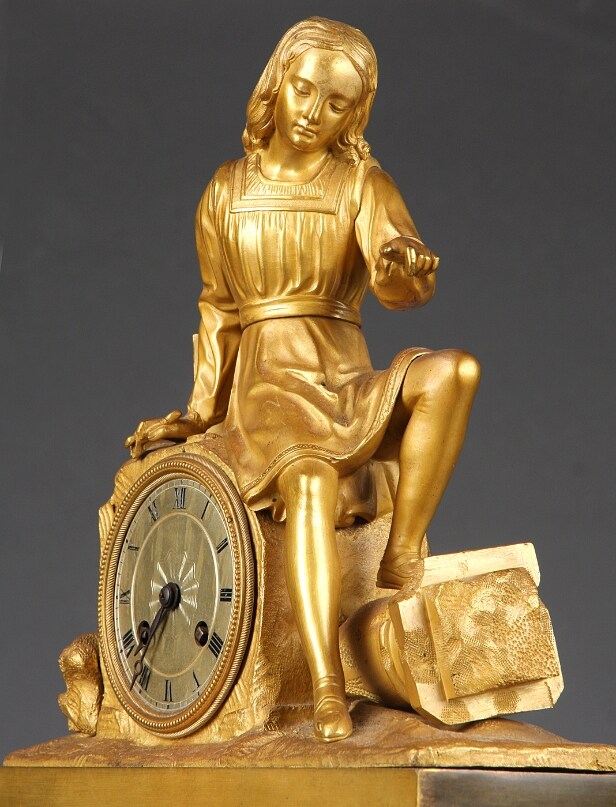 Fransk Louis Philippe kaminur af bronze, 1800-tallets midte