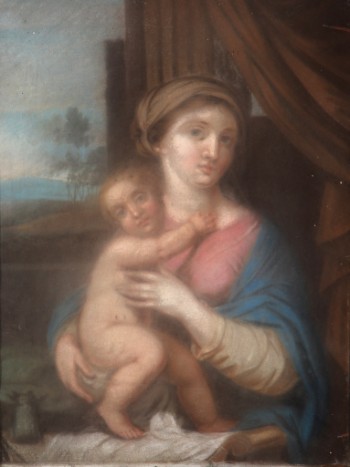 Madonna med barnet, pastel, 1800-tallet