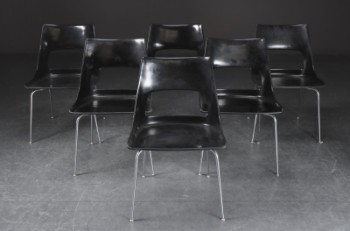 Kay Kørbing. Sæt på seks stole af sort glasfiber, model KK1 (6)