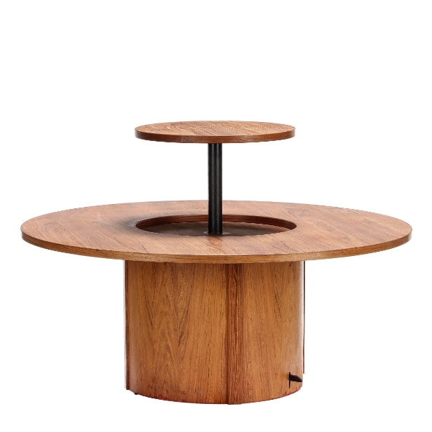 Teak wood table with elevation table in the middle | Lauritz.com