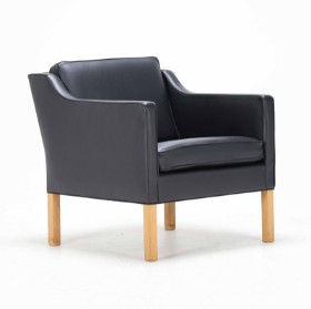 Danish design: Armchair upholstered in black leather