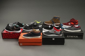 DC Shoes, Emerica, Etnies, Globe, Vans og Adidas. Ti par sko, str. EUR 39 (10)
