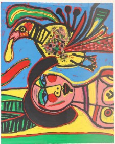 Corneille. Composition with woman and bird.