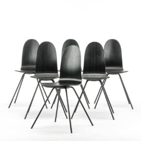 Arne Jacobsen. Seks stole 'Tungen', model 3102 (6)