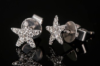 Diamonds By Frisenholm. Et par petite stjerne diamant ørestikker af af 18 kt. hvidguld, ca. 0.14 ct. (2)