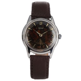 Tissot. Vintage steel men's watch with tropical dial, late 1950s