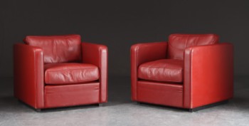 Par loungestole / lænestole betrukket med læder (2)