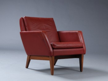 Dansk møbelproducent. Lænestol, rødt læder