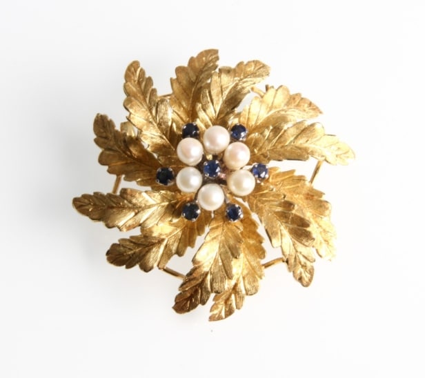 Blomsterbroche, 18 kt. guld