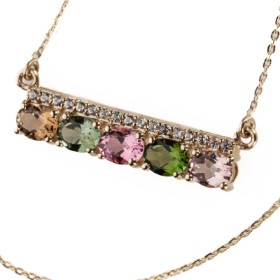 Tourmaline necklace in 14 kt gold, with IGI jewelry report