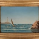 Wilhelm F. Andersen: Sejlbåde mellem to klippekyster, 1892
