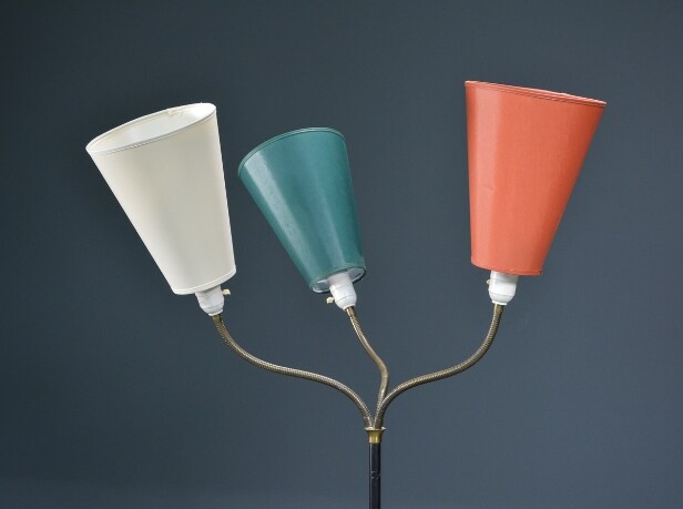 Retro standerlampe / 'Tivoli' lampe, tre-armet, 1950'erne