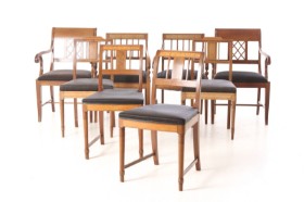 Collection Empire shape mahogany chairs (8)