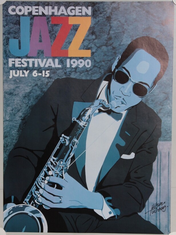 Bent Karl Jacobsen, Erik Rasmussen og Egon Fischer. Tre plakater for 'Copenhagen Jazz Festival', offsettryk, 1989, 1990 og 1993 