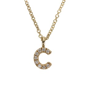 Necklace with diamond pendant of 14 kt. gold