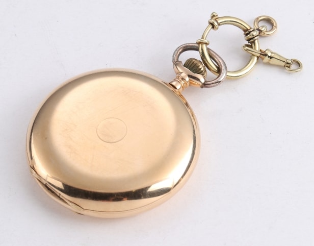 Schweizisk dobbeltkapslet herrelommeur af 14 kt. guld, o. 1910